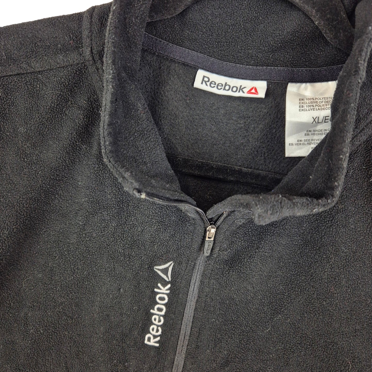 Reebok Black Quarter Zip Fleece Jumper Size XL