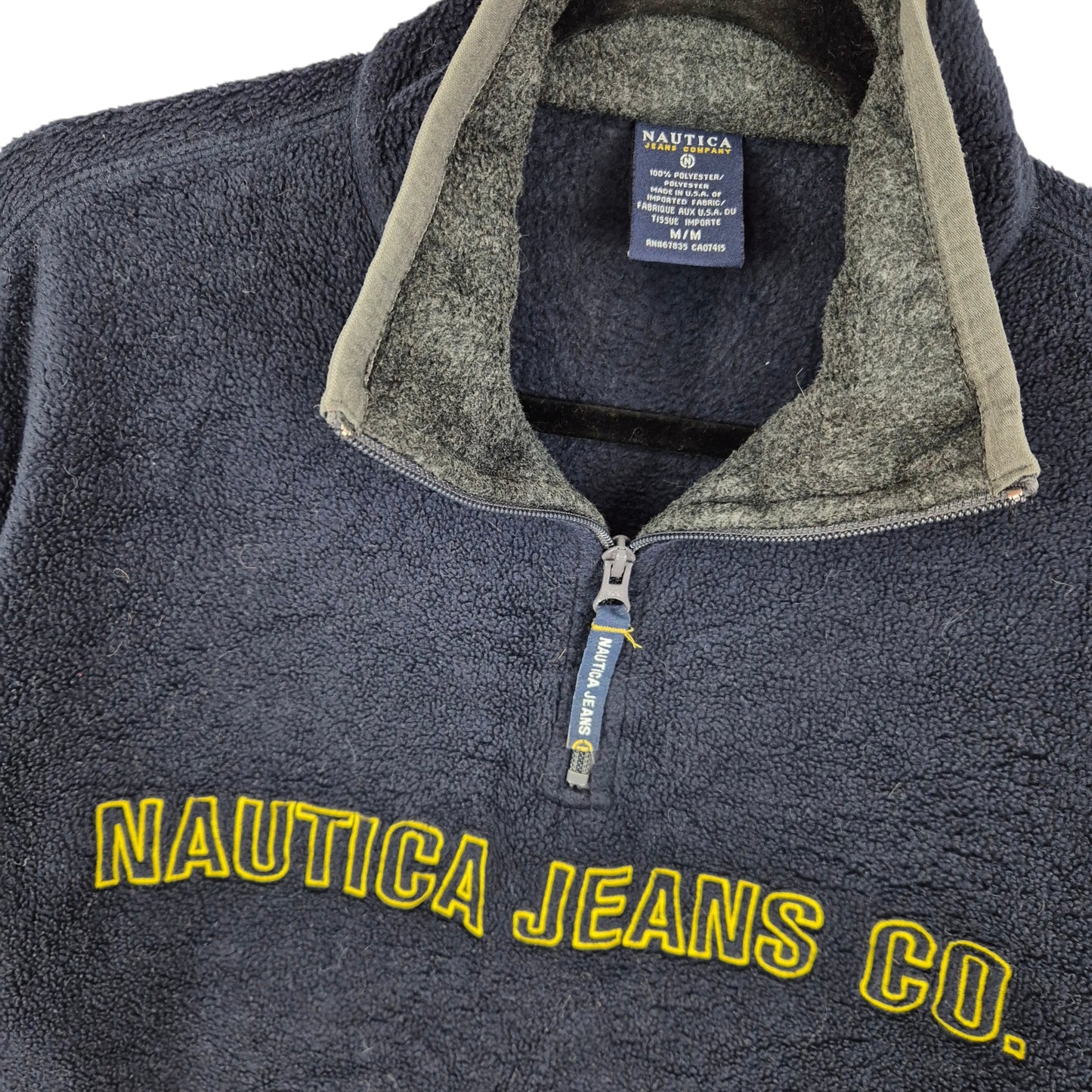Vintage Nautica Jeans 90's Dark Blue USA Made Fleece Jumper Size M