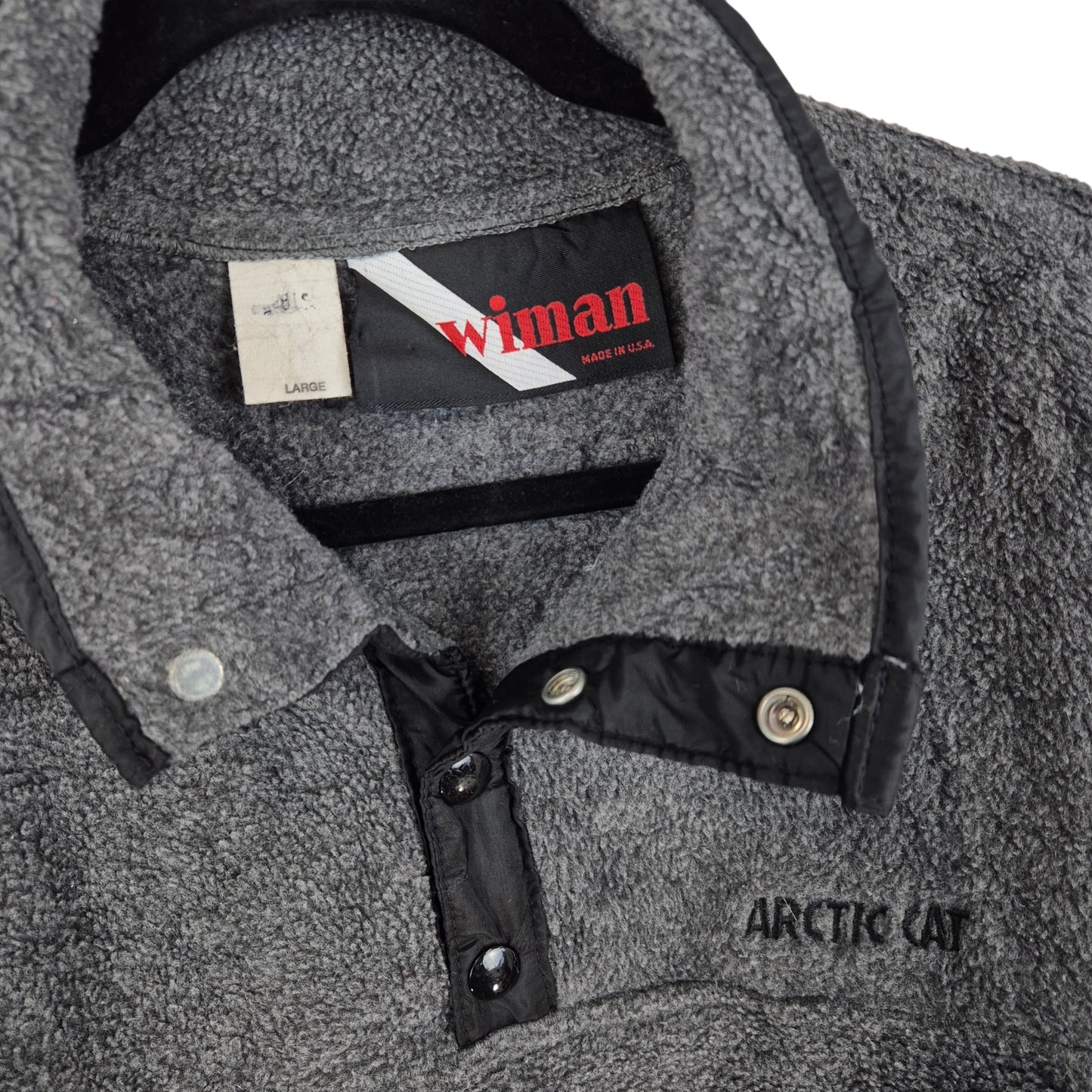 Vintage Wiman Arctic Cat 80's Grey Quarter Button Fleece Jumper Size L