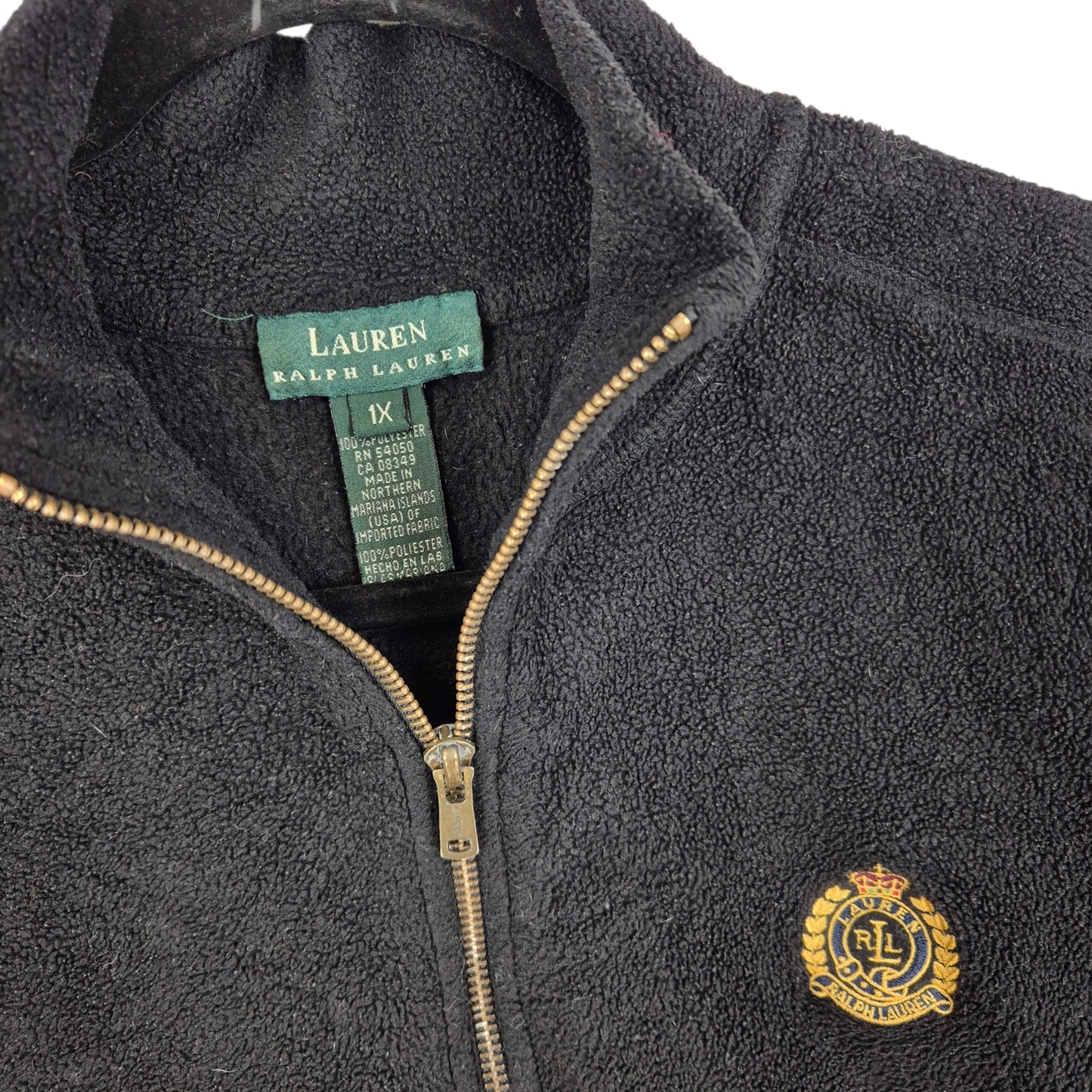 Vintage Ralph Lauren Green Label 90's Black Quarter Zip Fleece Jumper Size XL
