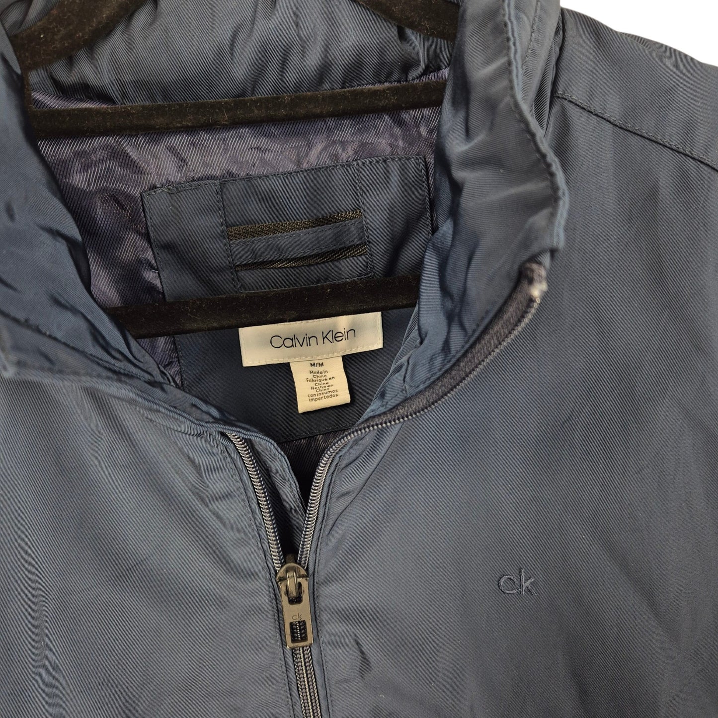 Calvin Klein Dark Blue Windbreaker Jacket With Packable Hood Size M