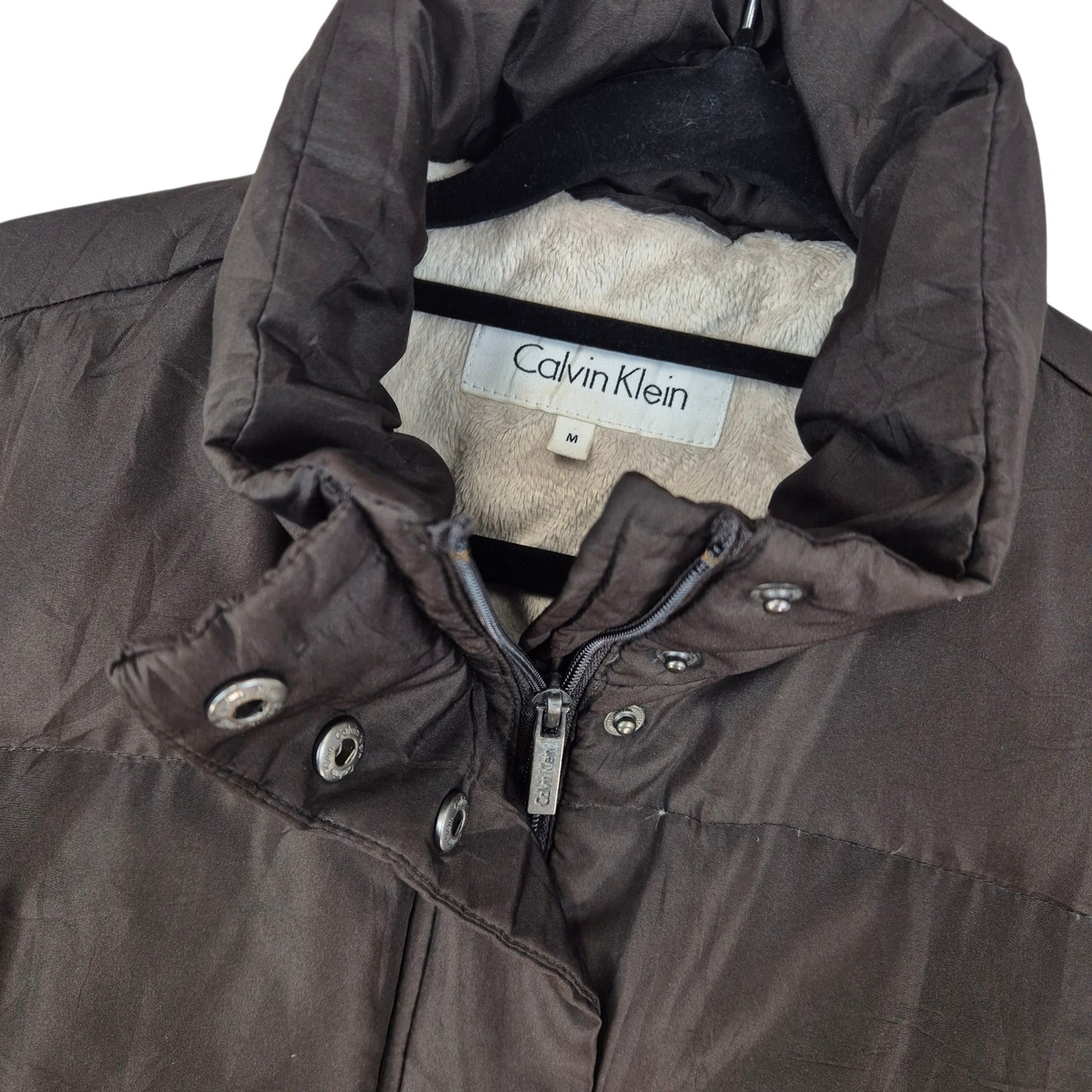 Calvin Klein Womens Dark Brown Puffer Down Jacket Size M