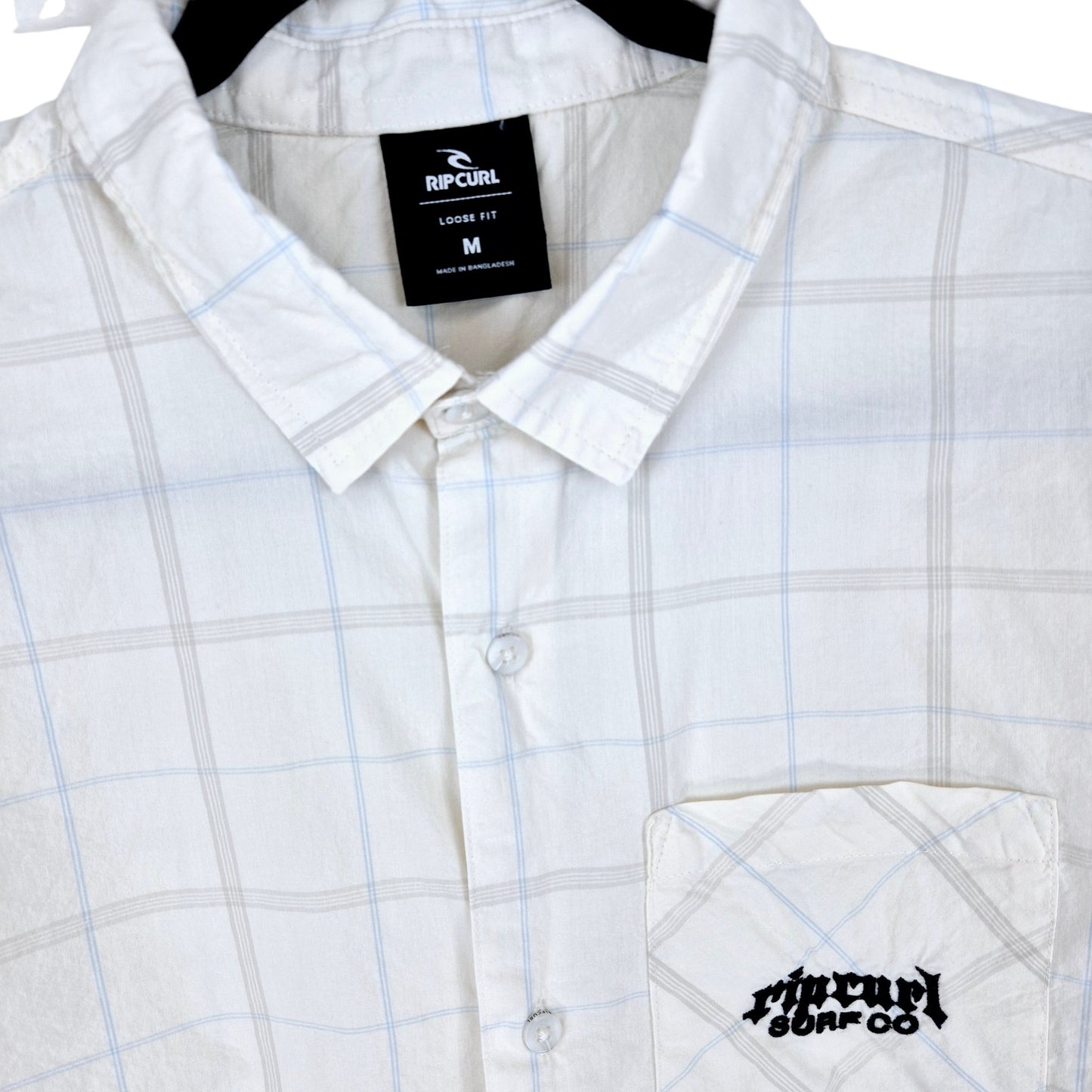 Ripcurl Cream White Loose Fit Square Cut Short Sleeve Button Shirt Size M