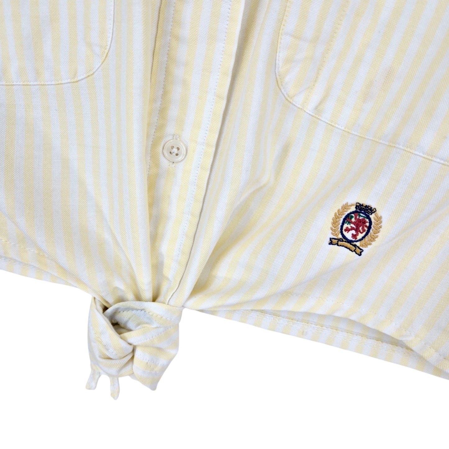Vintage Tommy Hilfiger 90's Womens Yellow Button Crop Top Size S