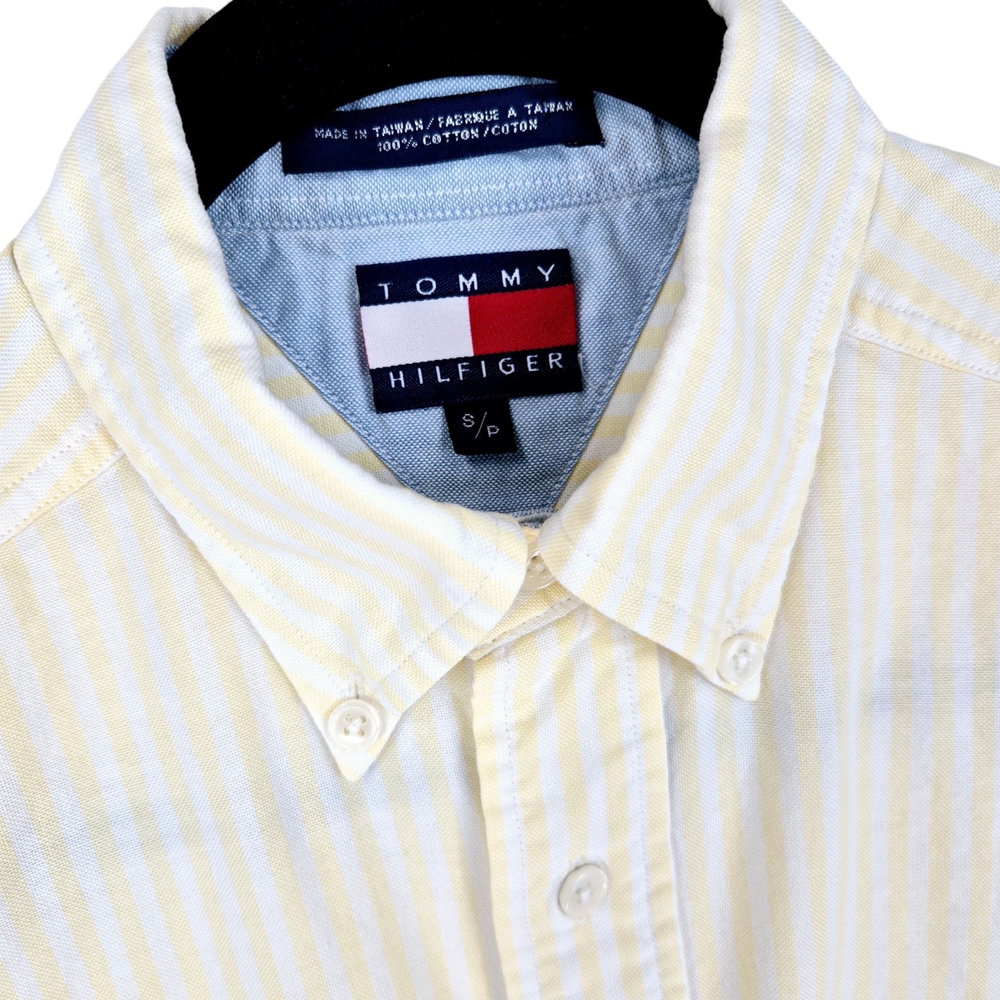 Vintage Tommy Hilfiger 90's Womens Yellow Button Crop Top Size S