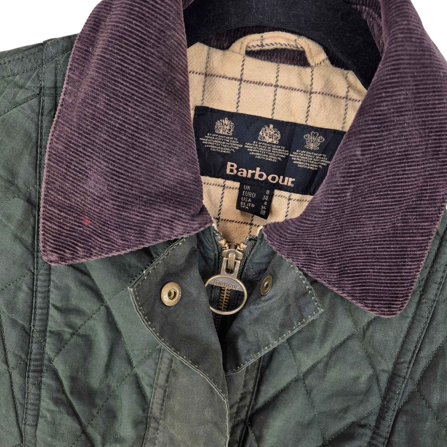 Barbour Womens Dark Green Padded Trench Coat Jacket Size S