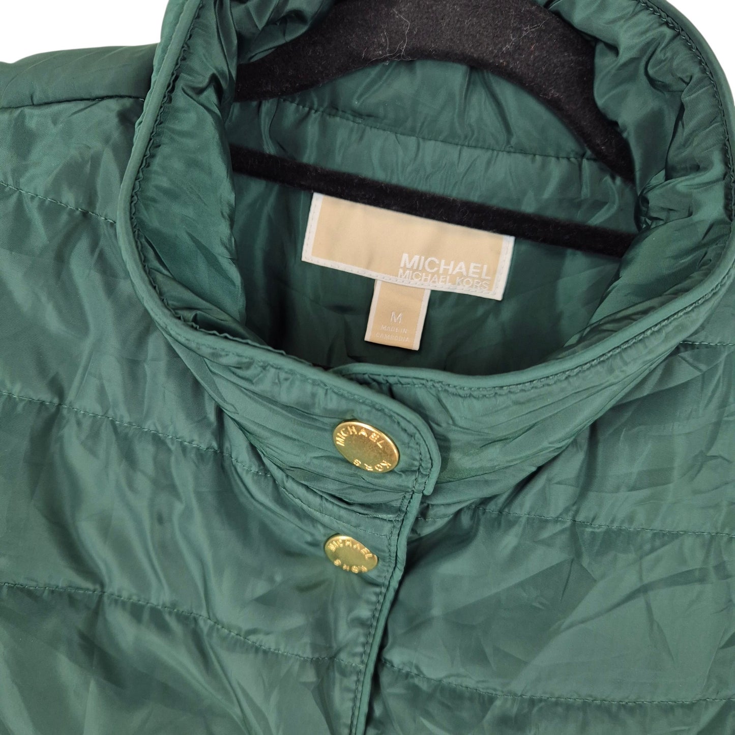 Michael Kors Green Padded Button Vest Size M