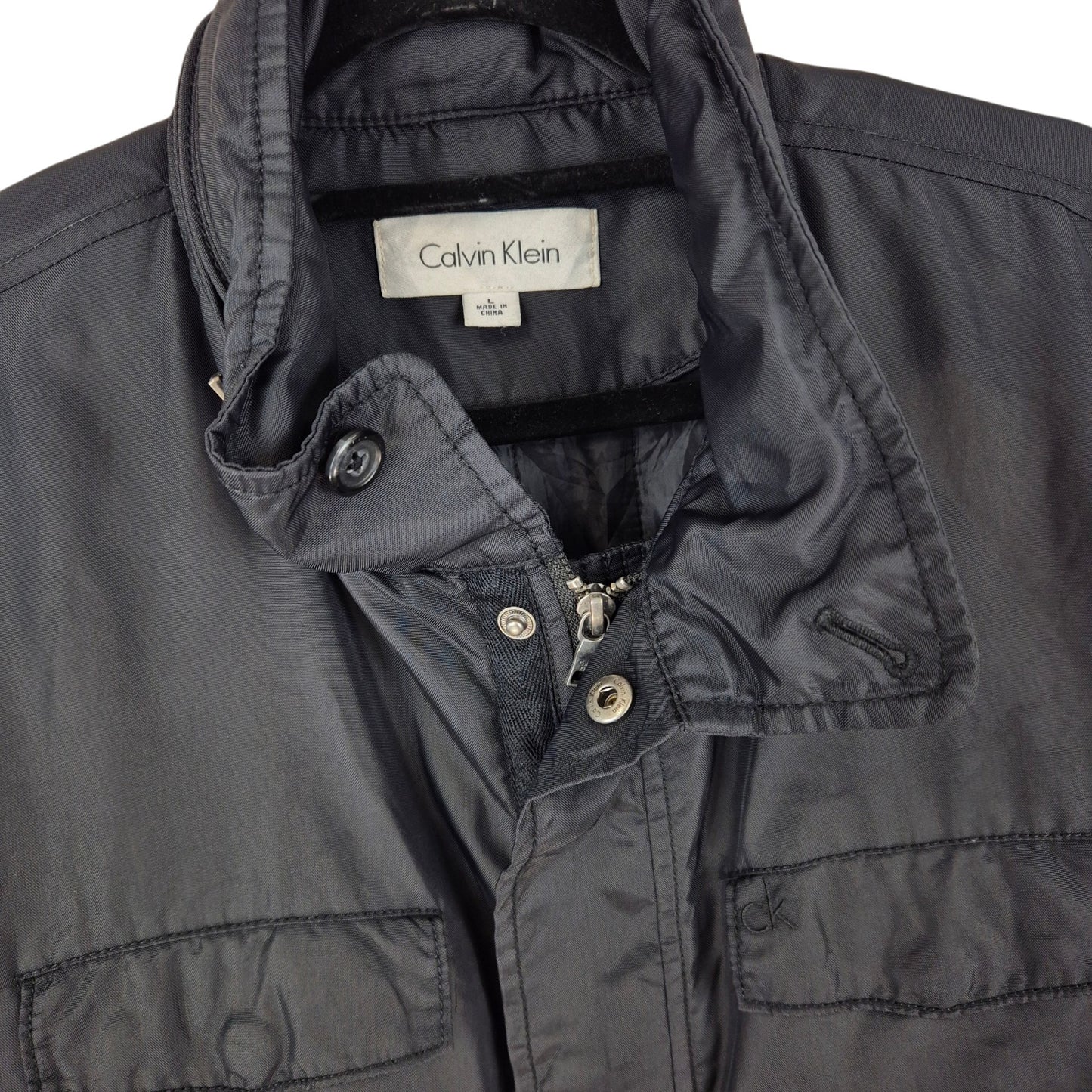 Calvin Klein Black Nylon Windbreaker Jacket Size L