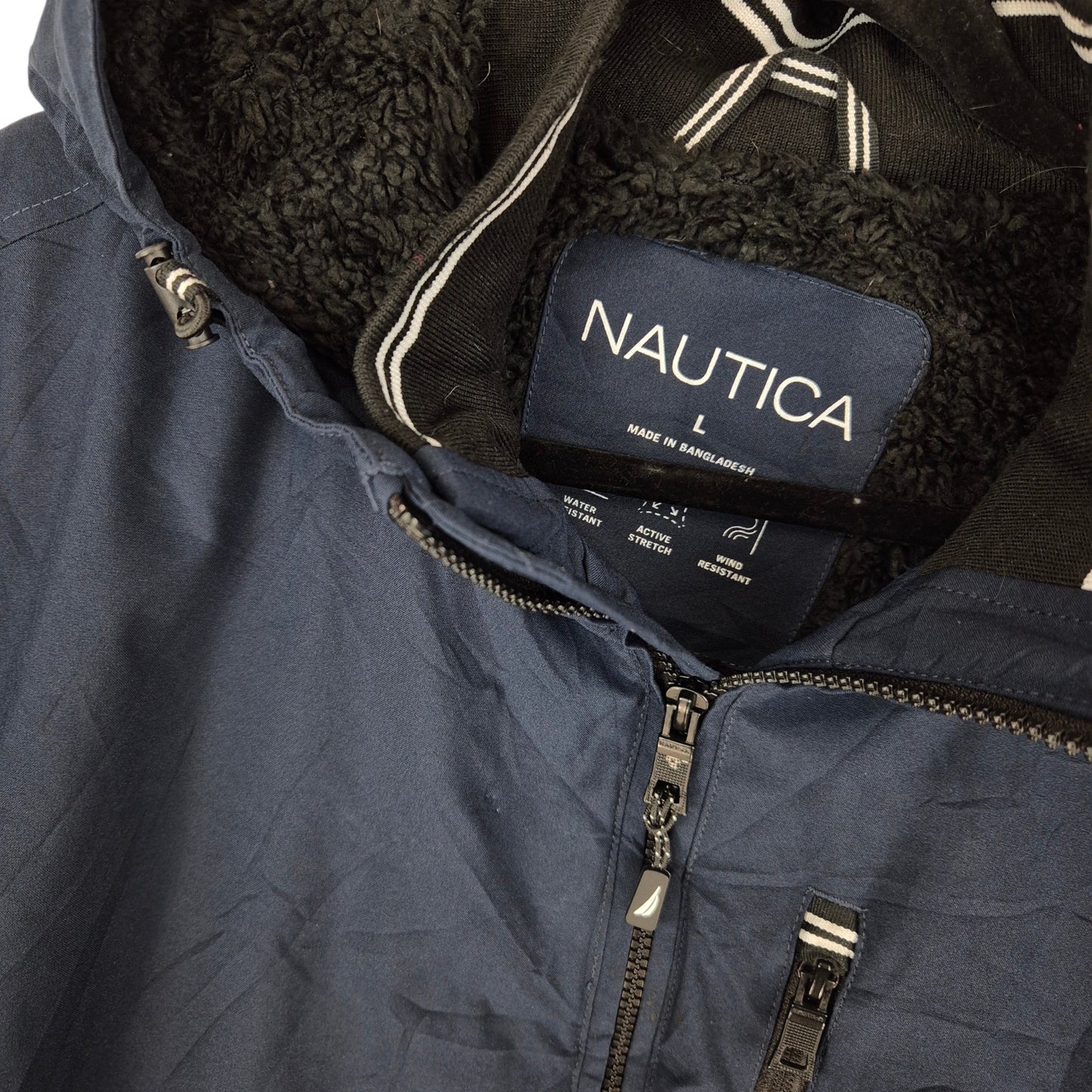 Nautica Dark Blue Fleece Insualted Windbreaker Jacket Size L
