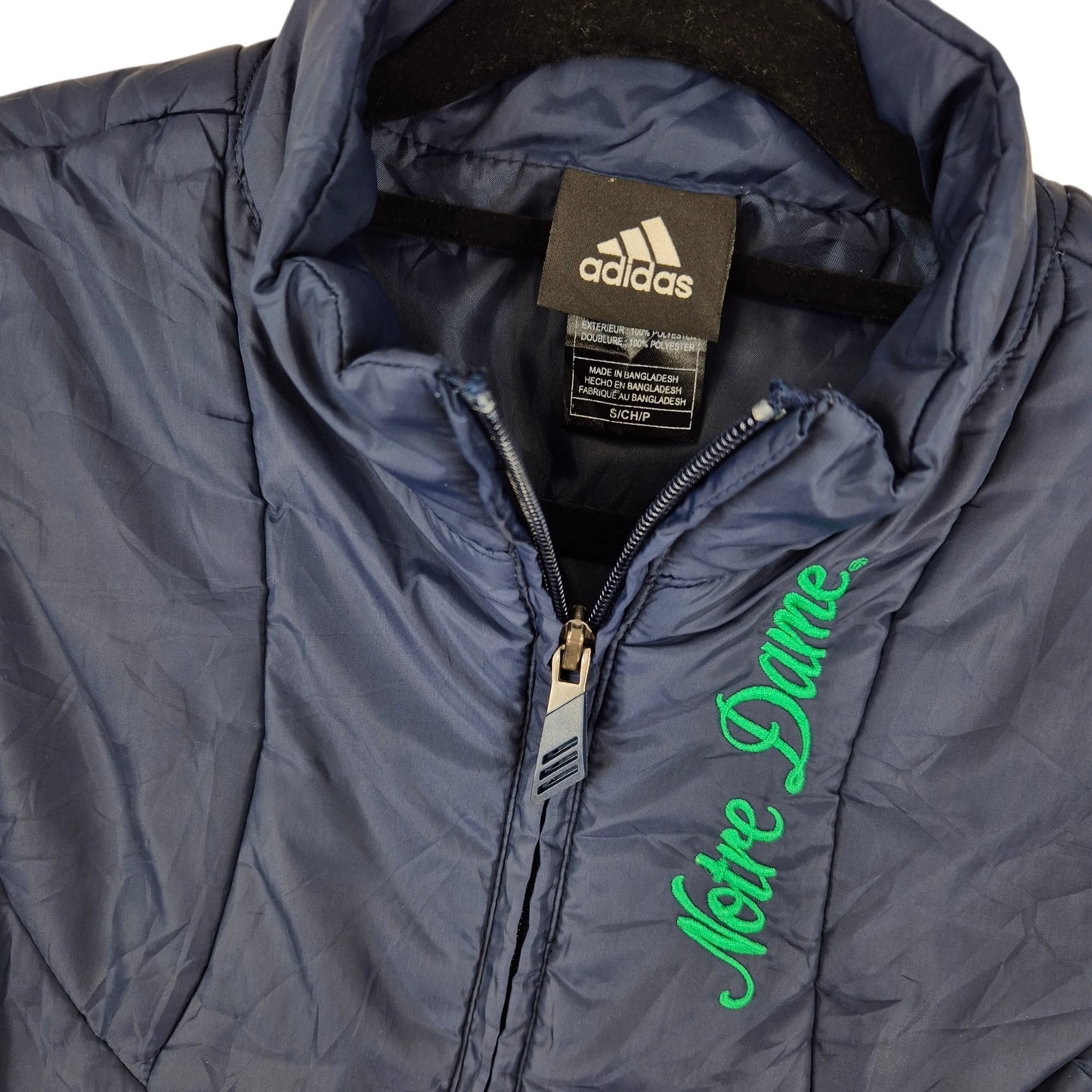 Adidas Notre Dame Irish Dark Blue Padded Vest Size S
