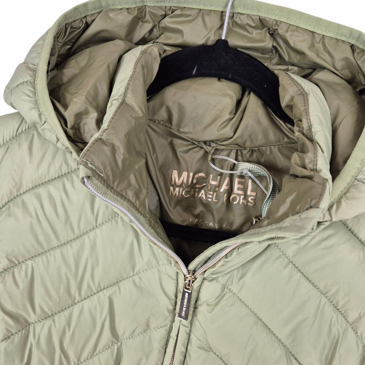 Michael Kors Womens Green Padded Jacket Size M