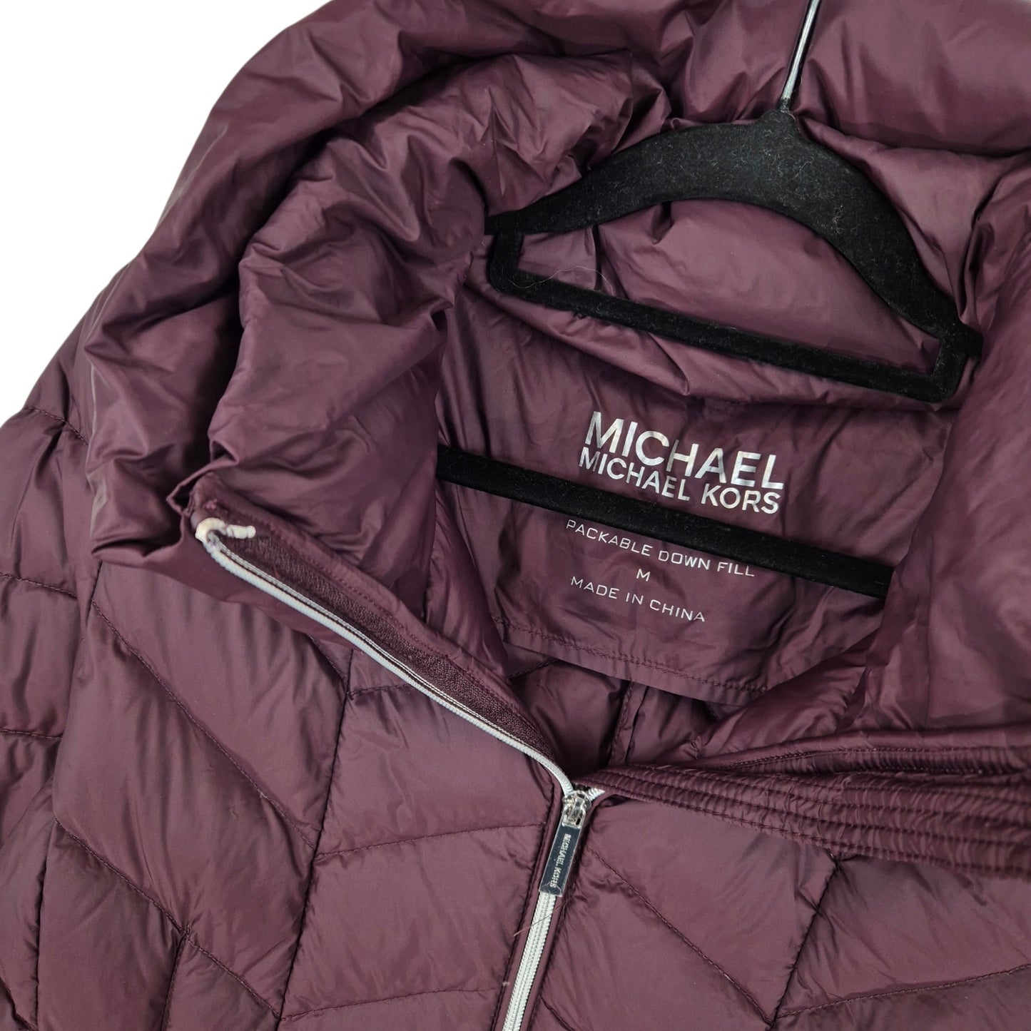 Michael Kors Womens Burgundy Padded Jacket Size M