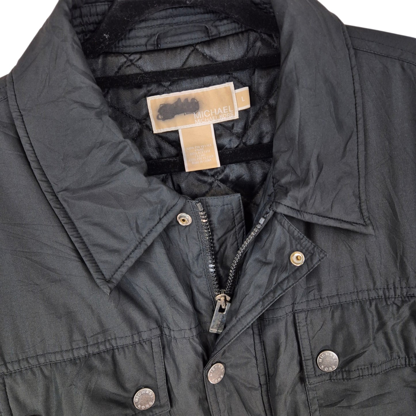 Michael Kors Black Padded Button Jacket Size L