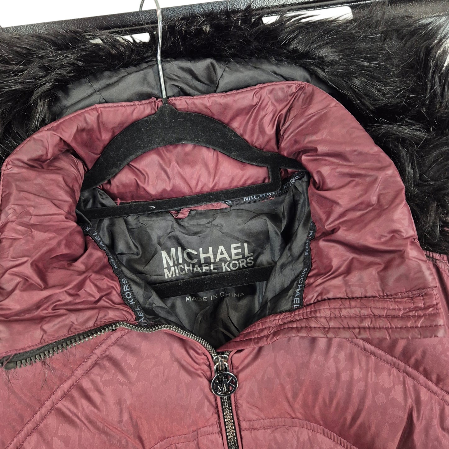 Michael Kors Womens Burgundy Padded Jacket Size L