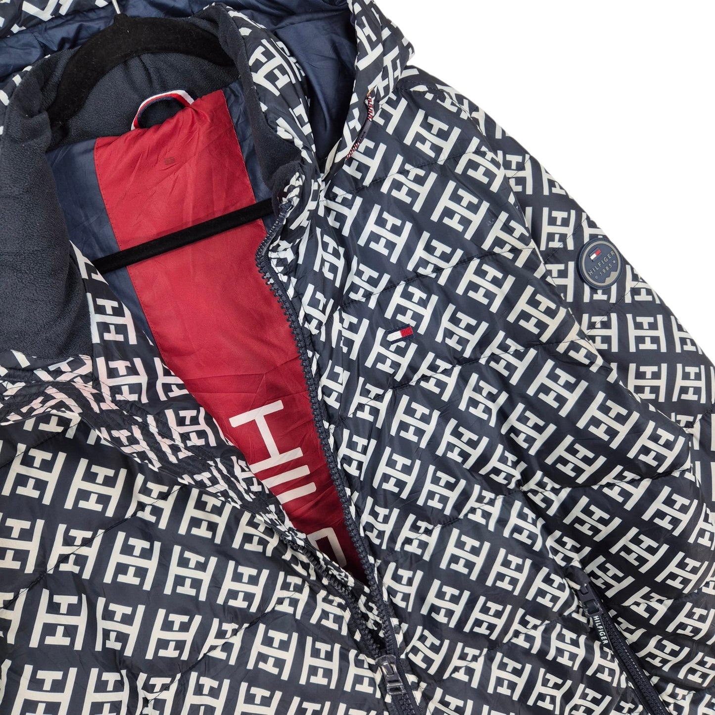 Tommy Hilfiger Dark Blue & White Puffer Jacket Size L