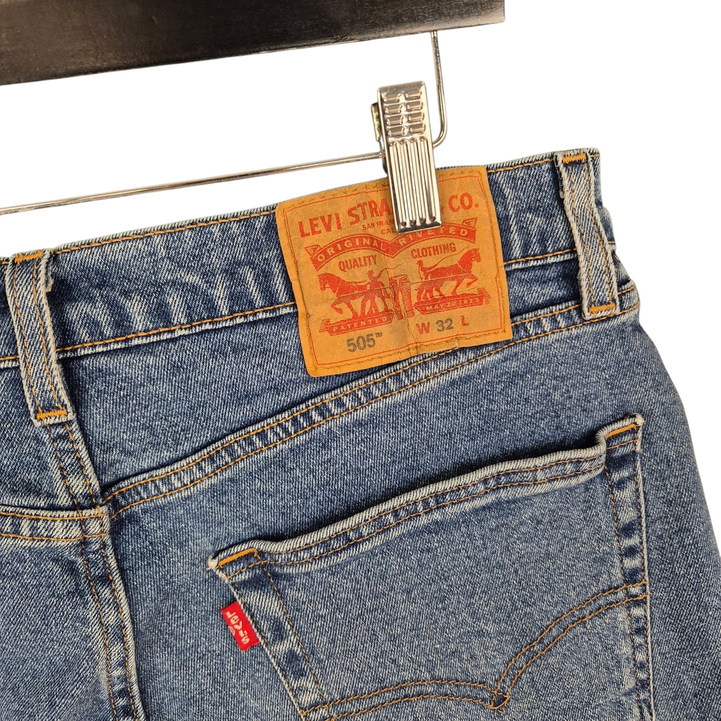 Levis 505 Jeans Blue Stretch Denim Shorts W32