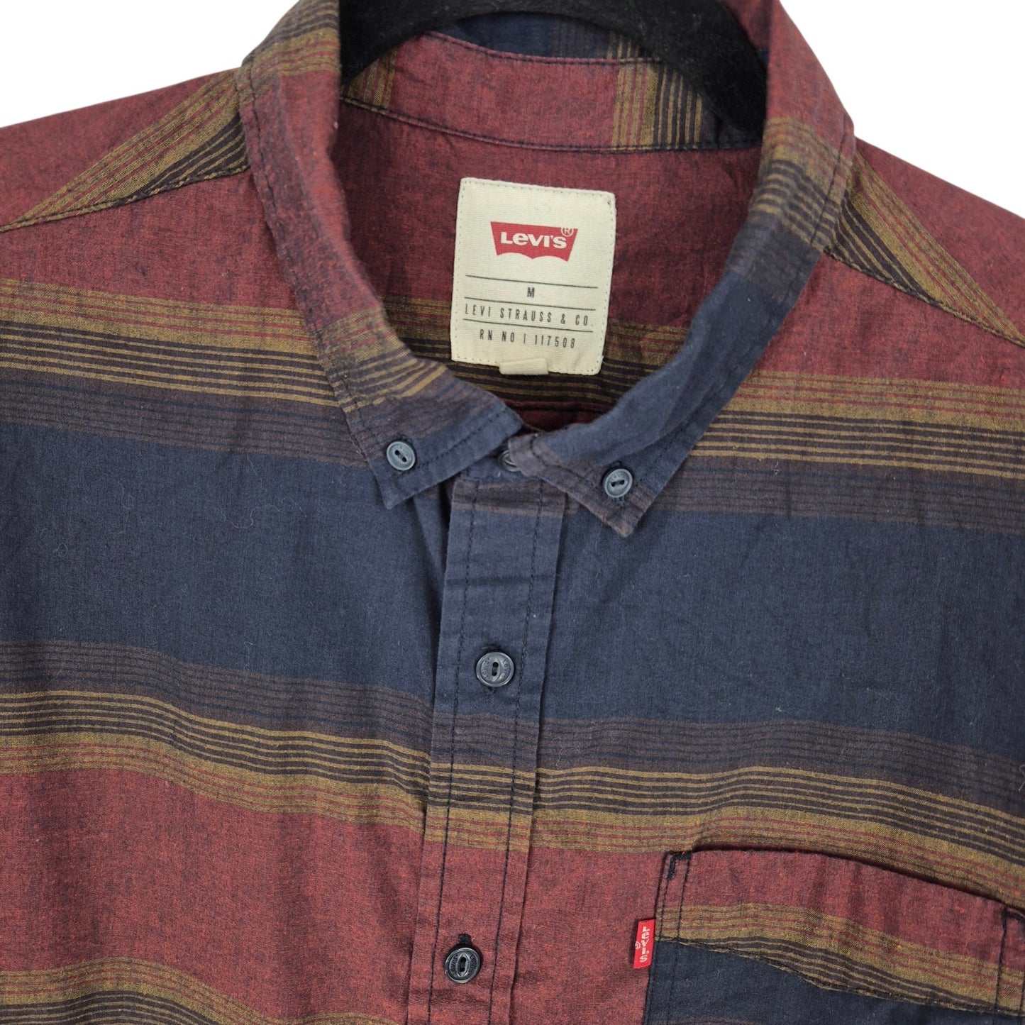 Levis Dark Blue & Burgundy Striped Dress Shirt Size M