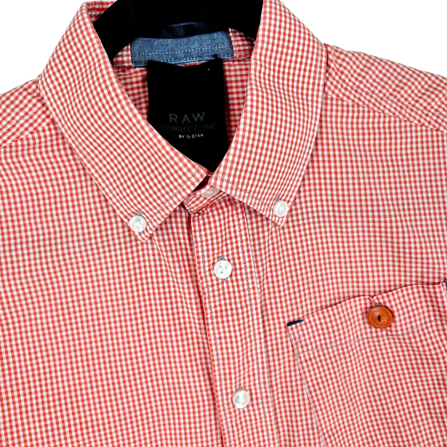 G Star Raw Correctline Red Checkered Short Sleeve Button Shirt Size L