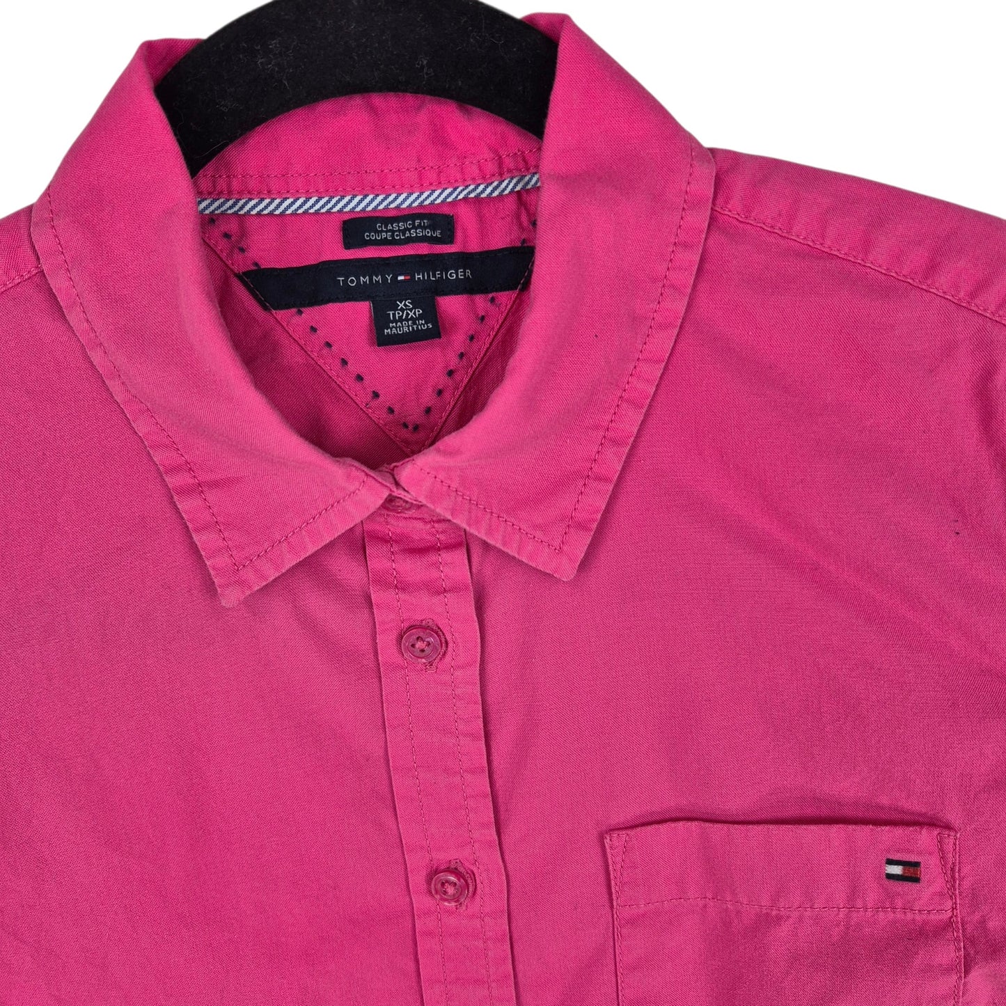 Tommy Hilfiger Womens Bright Pink Classic Fit Dress Shirt Size XS