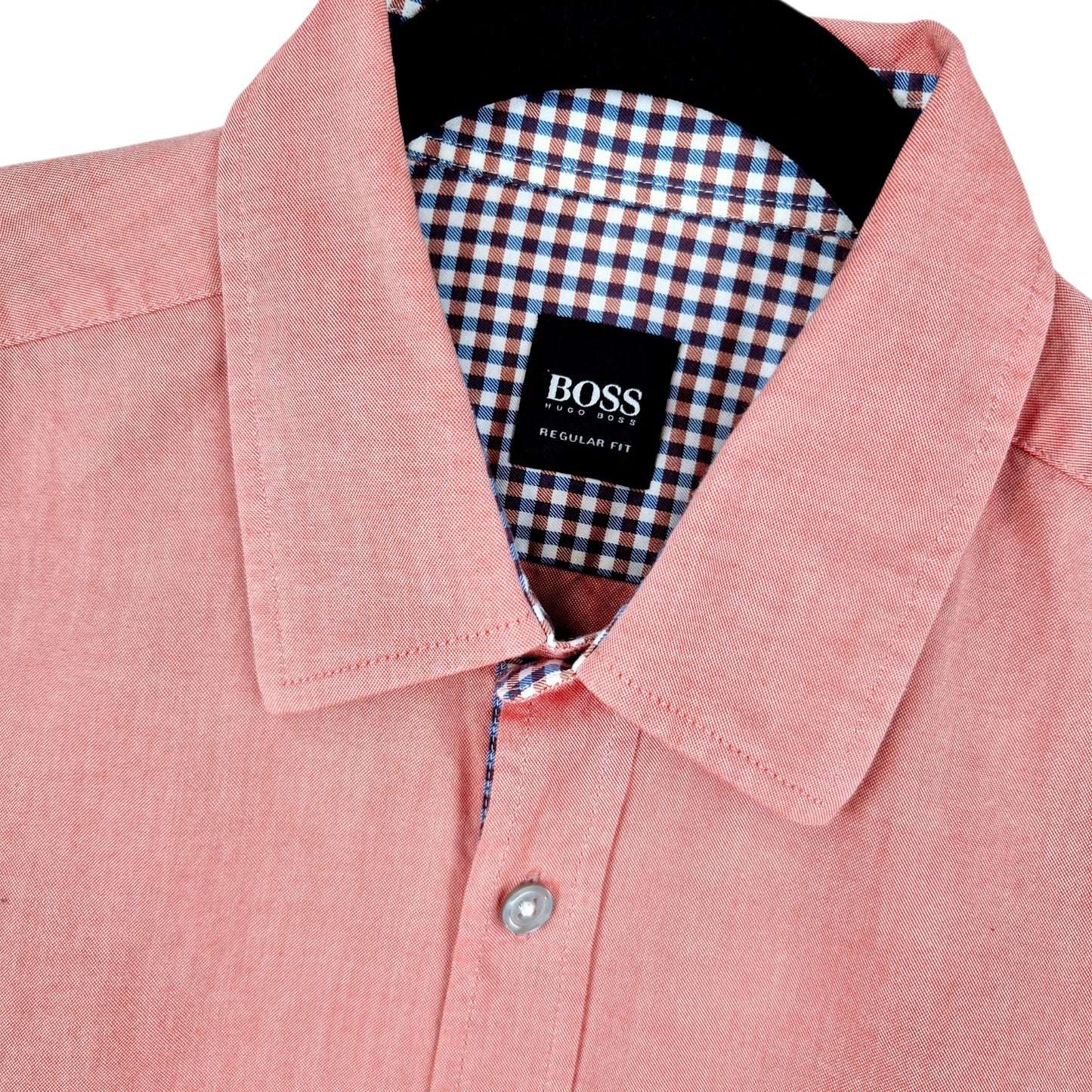 Hugo Boss Peach Pink Regular Fit Dress Shirt Size M