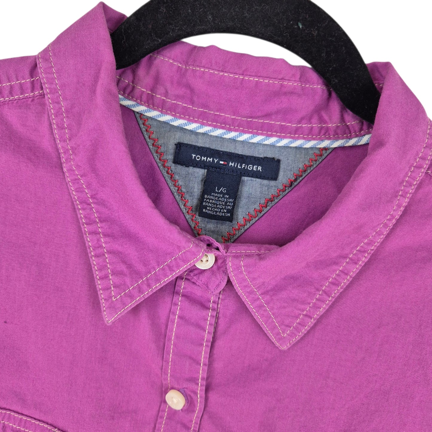Tommy Hilfiger Womens Purple Long Sleeve Button Shirt Size L