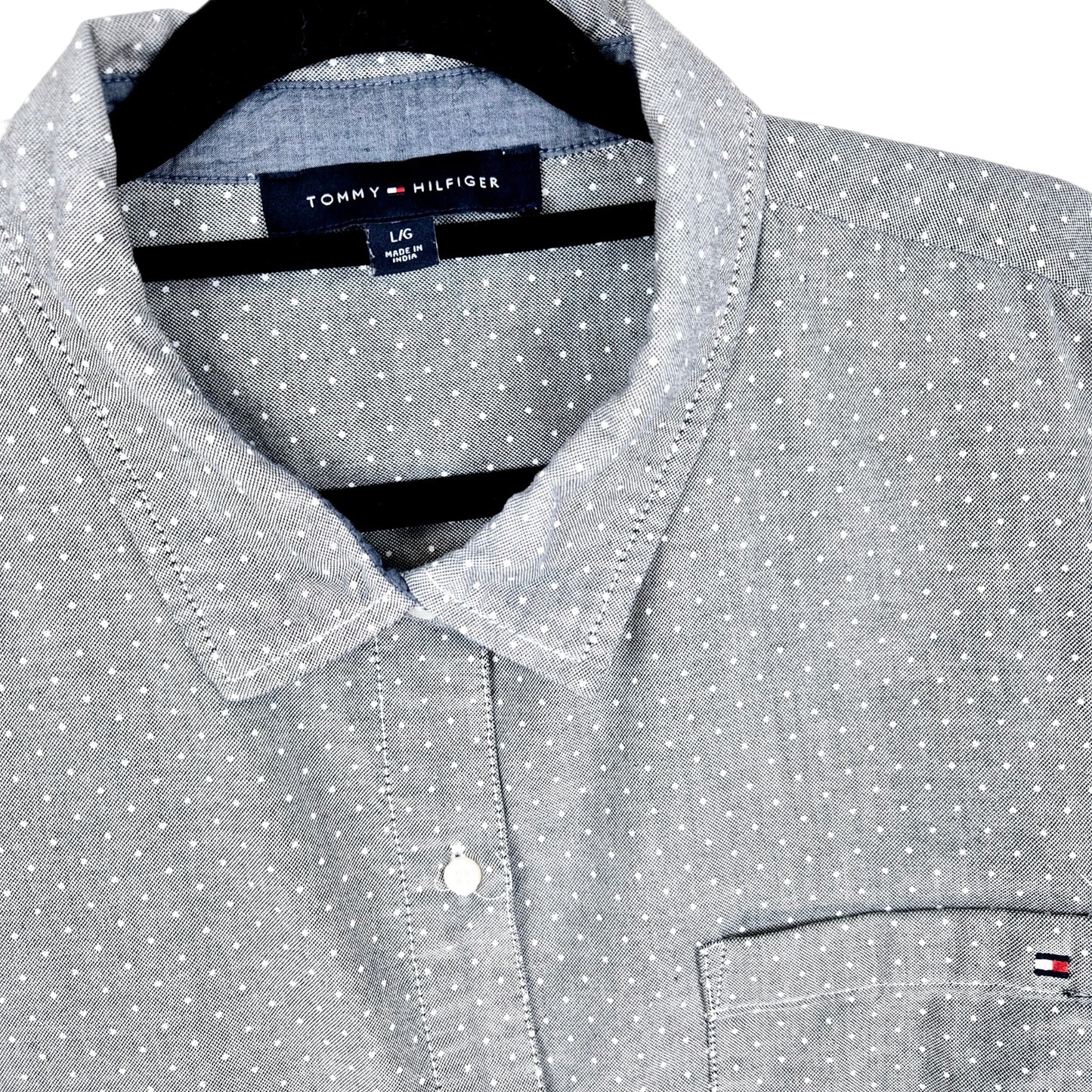 Tommy Hilfiger Womens Grey Spotted Dress Shirt Size L