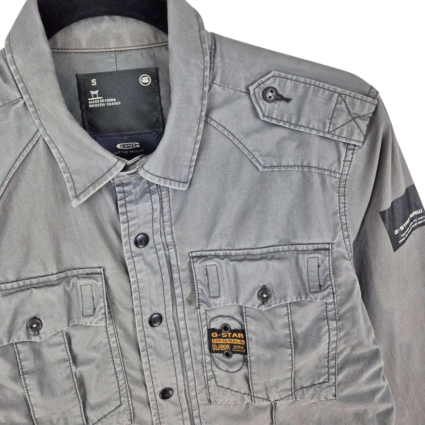 G Star Raw Grey Long Sleeve Button Shirt Size S