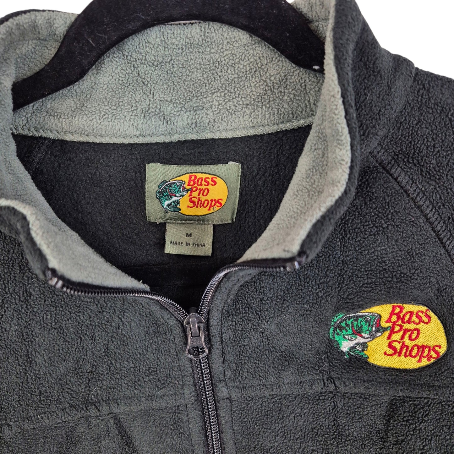 Bass Pro Shops Black Quarter Zip Fleece Jumper Size M