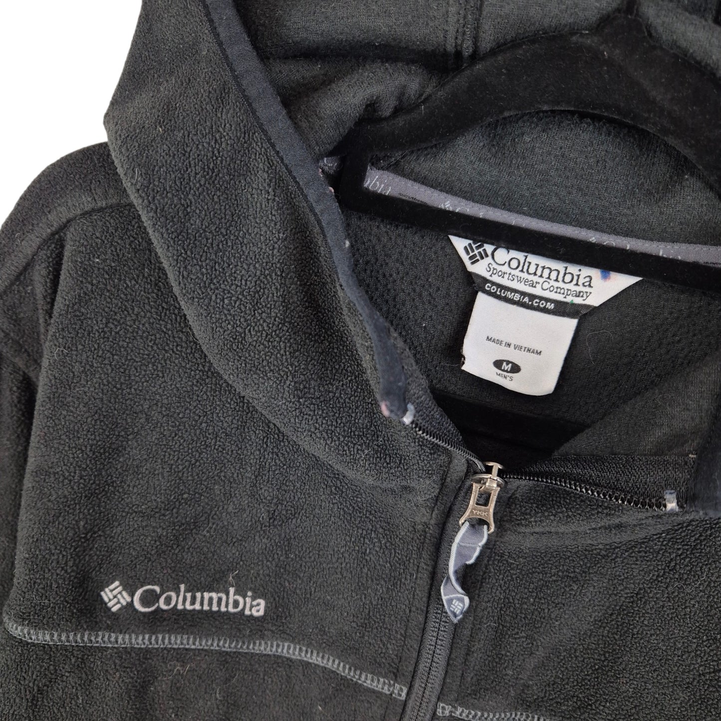 Columbia Black Hooded Fleece Zip Jumper Size M