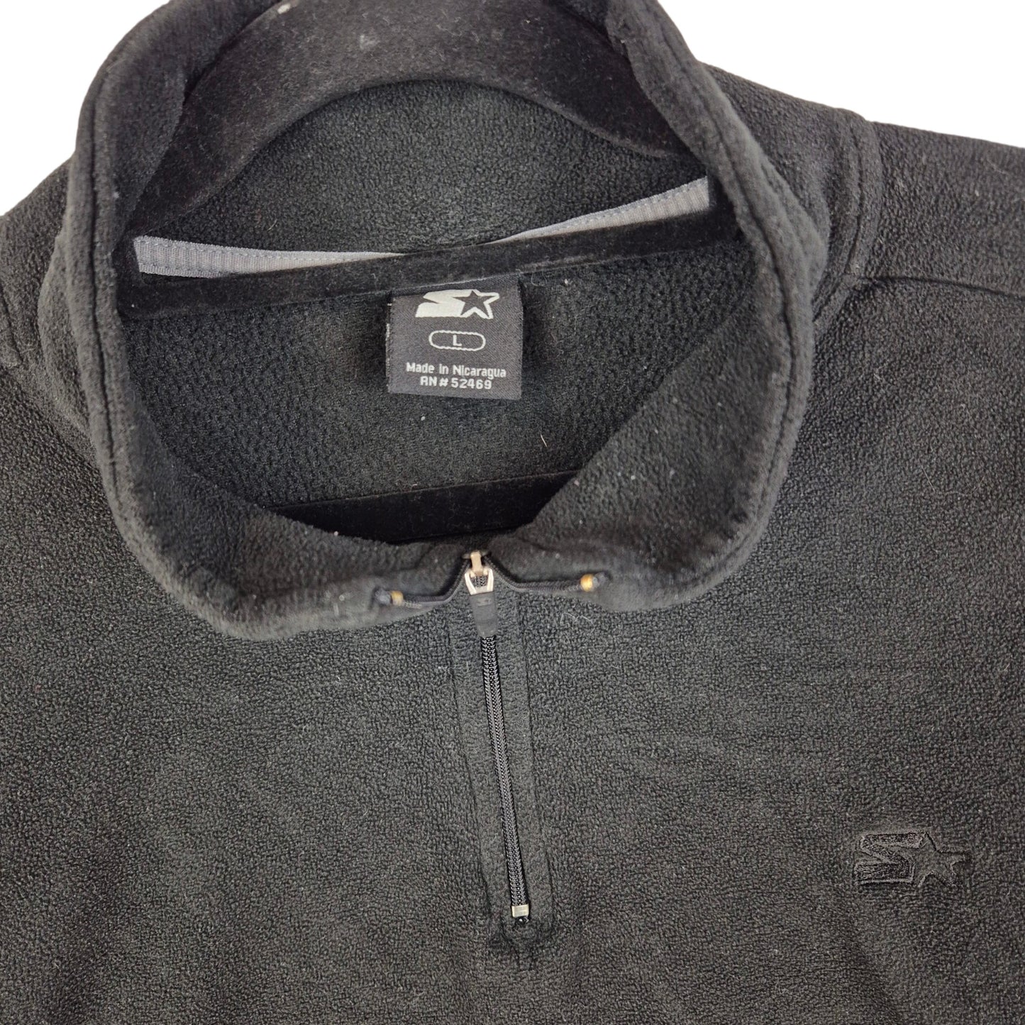 Vintage Starter Black Quarter Zip Fleece Jumper Size L