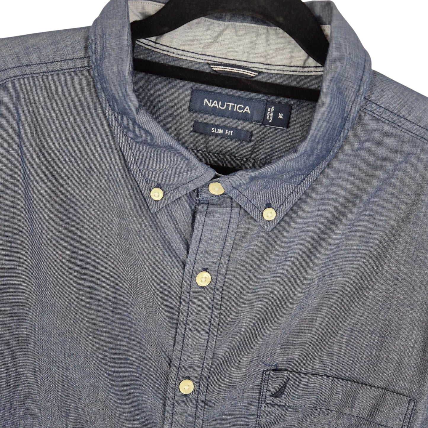 Nautica Dark Blue Slim Fit Dress Shirt Size XL