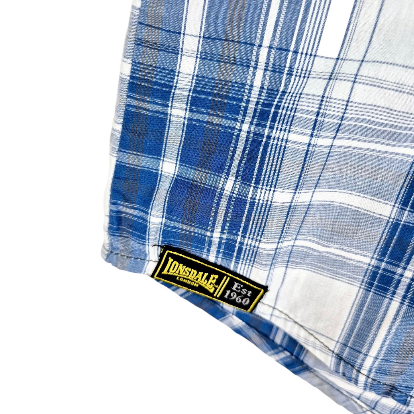 Lonsdale Blue & White Checkered Long Sleeve Button Shirt Size 2XL