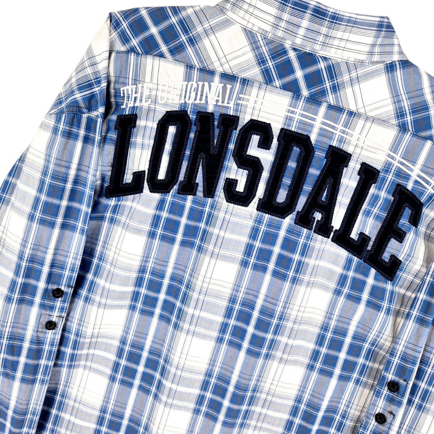 Lonsdale Blue & White Checkered Long Sleeve Button Shirt Size 2XL