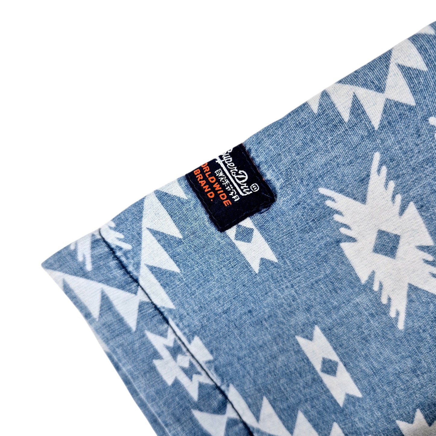 Superdry Chambray Blue Short Sleeve Button Shirt Size M