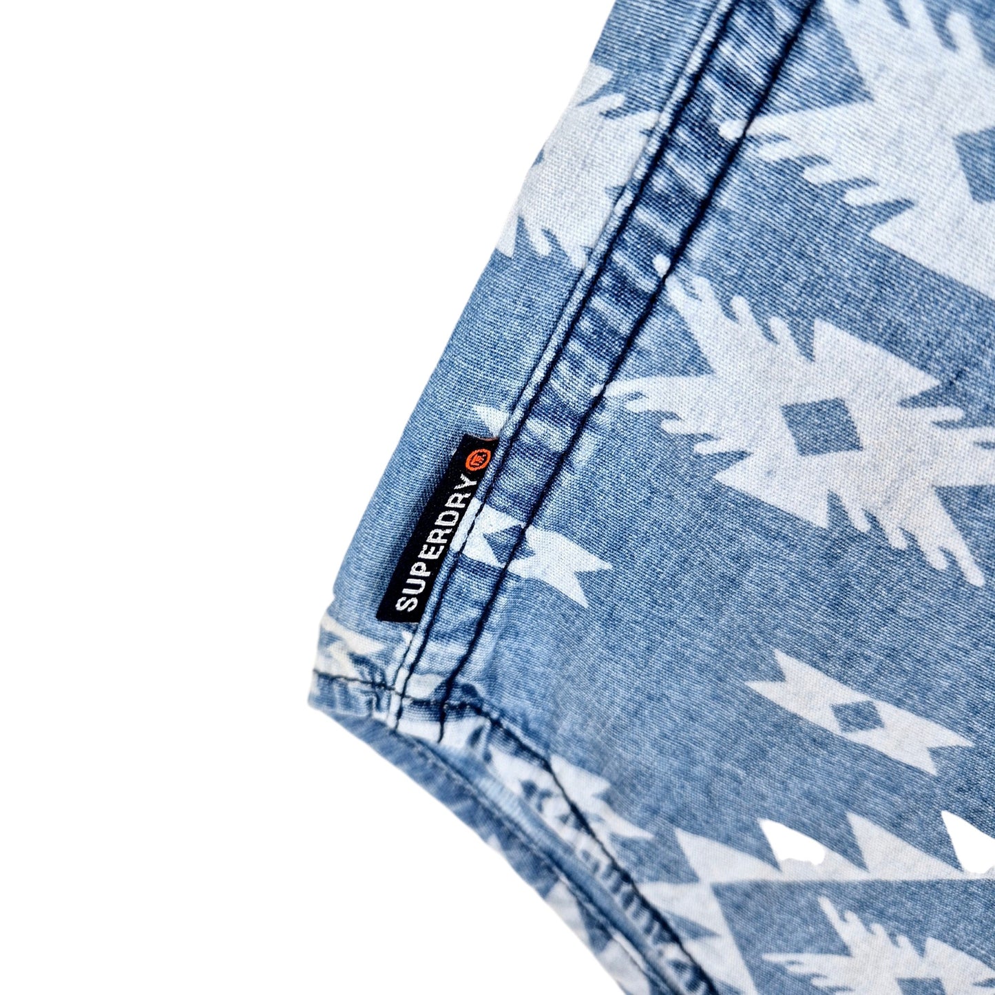 Superdry Chambray Blue Short Sleeve Button Shirt Size M
