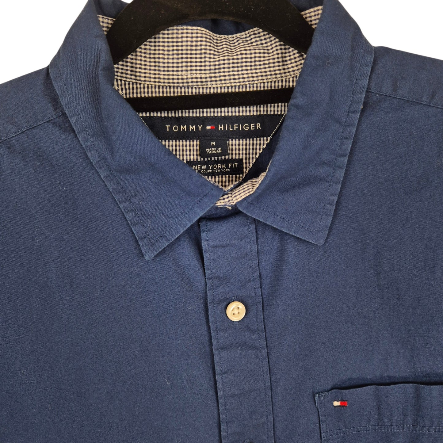 Tommy Hilfiger Dark Blue New York Fit Short Sleeve Button Shirt Size M