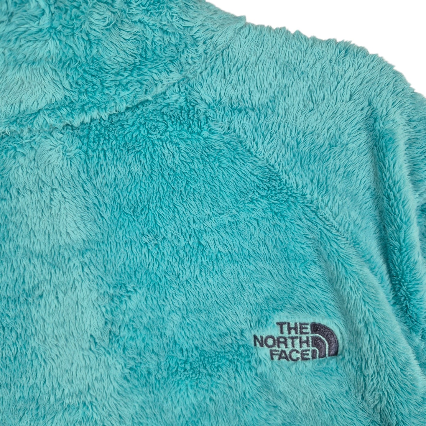 The North Face Womens Aqua Green Mink Fleece Zip Jumper Size XL