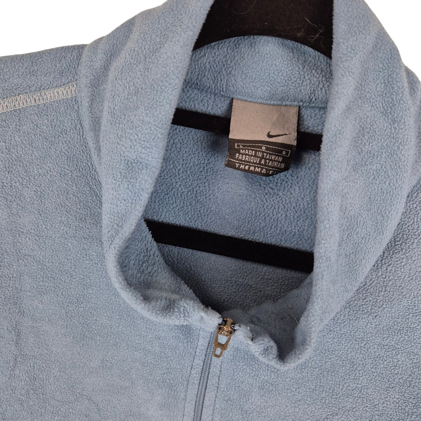 Vintage Nike 2000's Steel Blue Half Zip Fleece Jumper Size L
