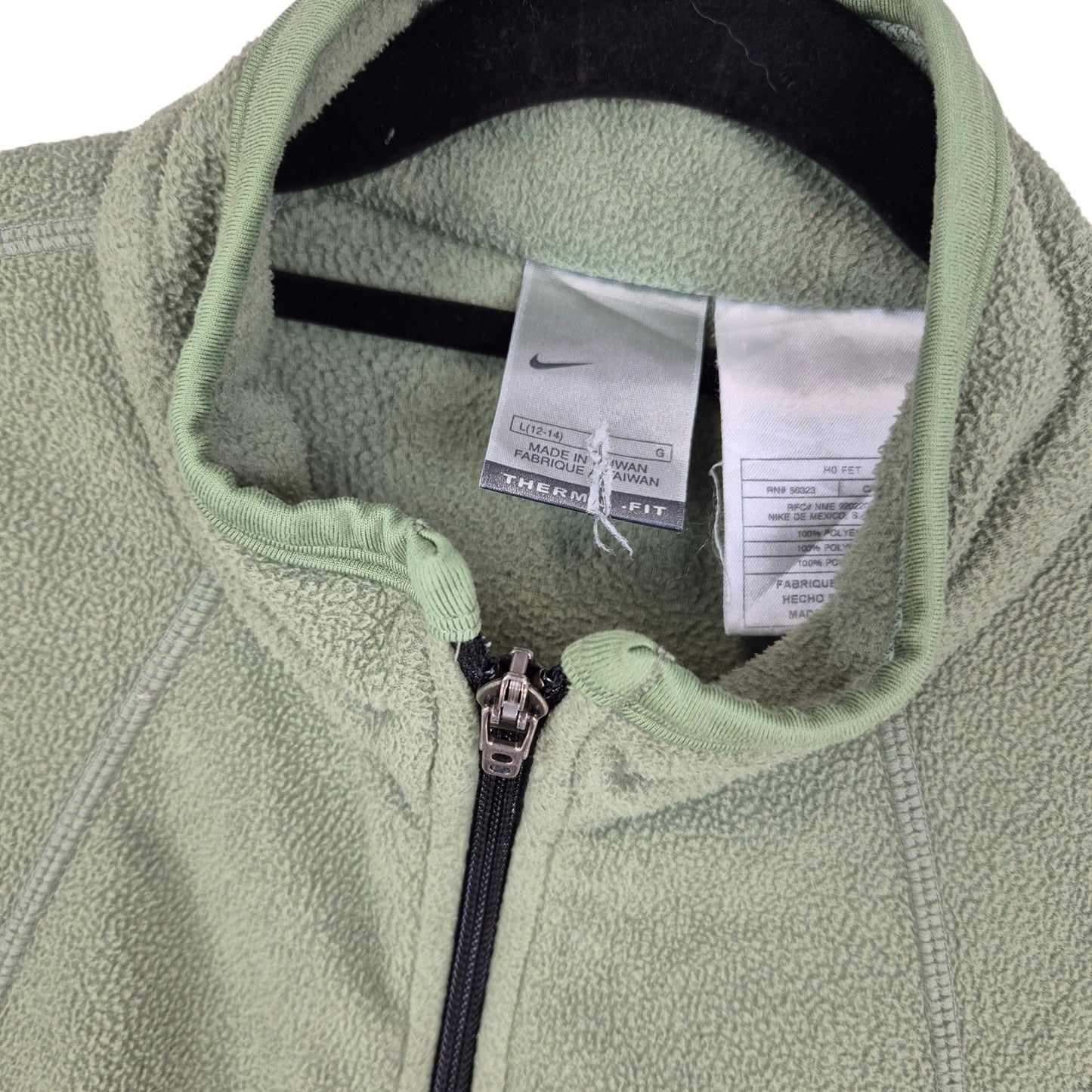 Vintage Nike 2000's Green Fleece Zip Jumper Size L