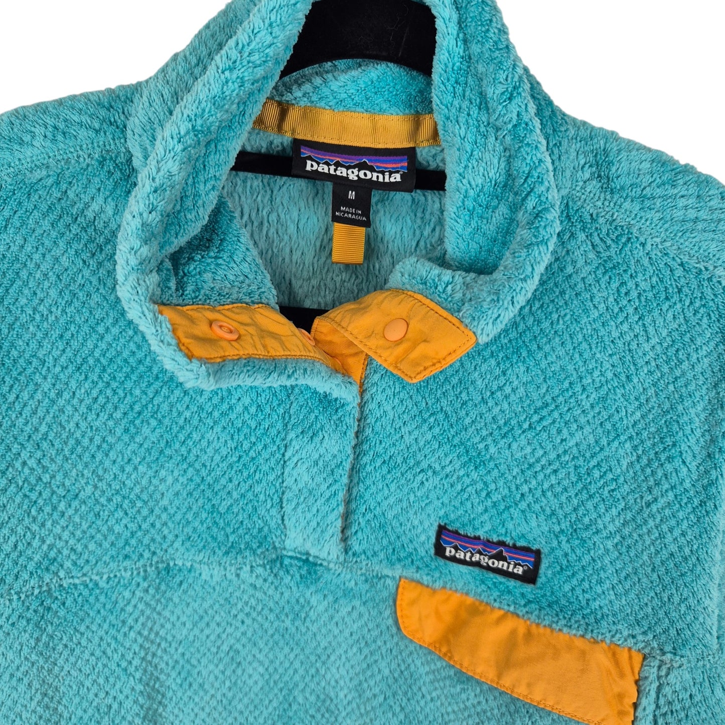Patagonia Womens Aqua Green Quarter Button Fleece Jumper Size M