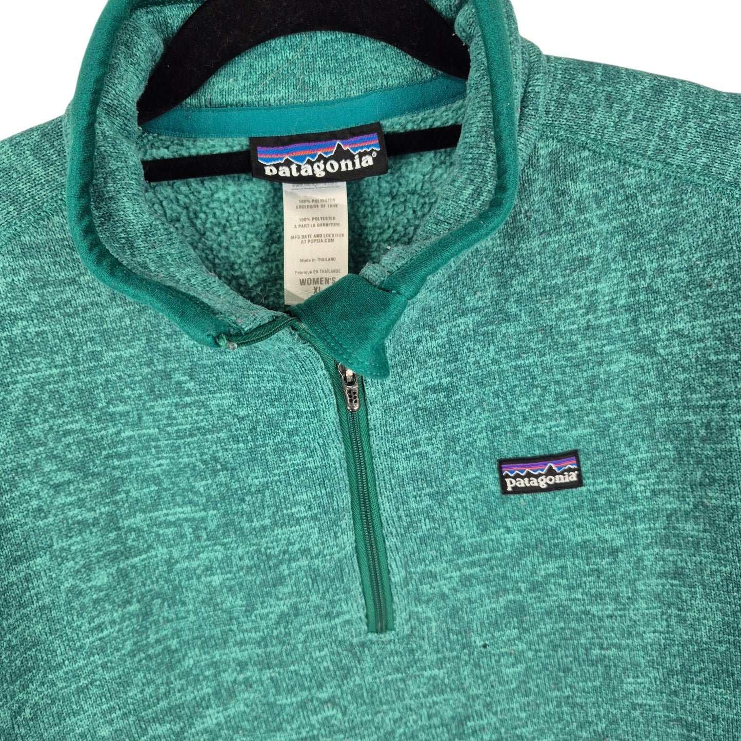 Patagonia Womens Aqua Green Quarter Zip Fleece Jumper Size XL