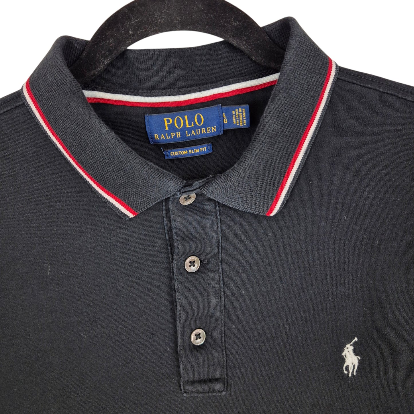 Polo Ralph Lauren Black Custom Slim Fit Stretch Polo Shirt Size L