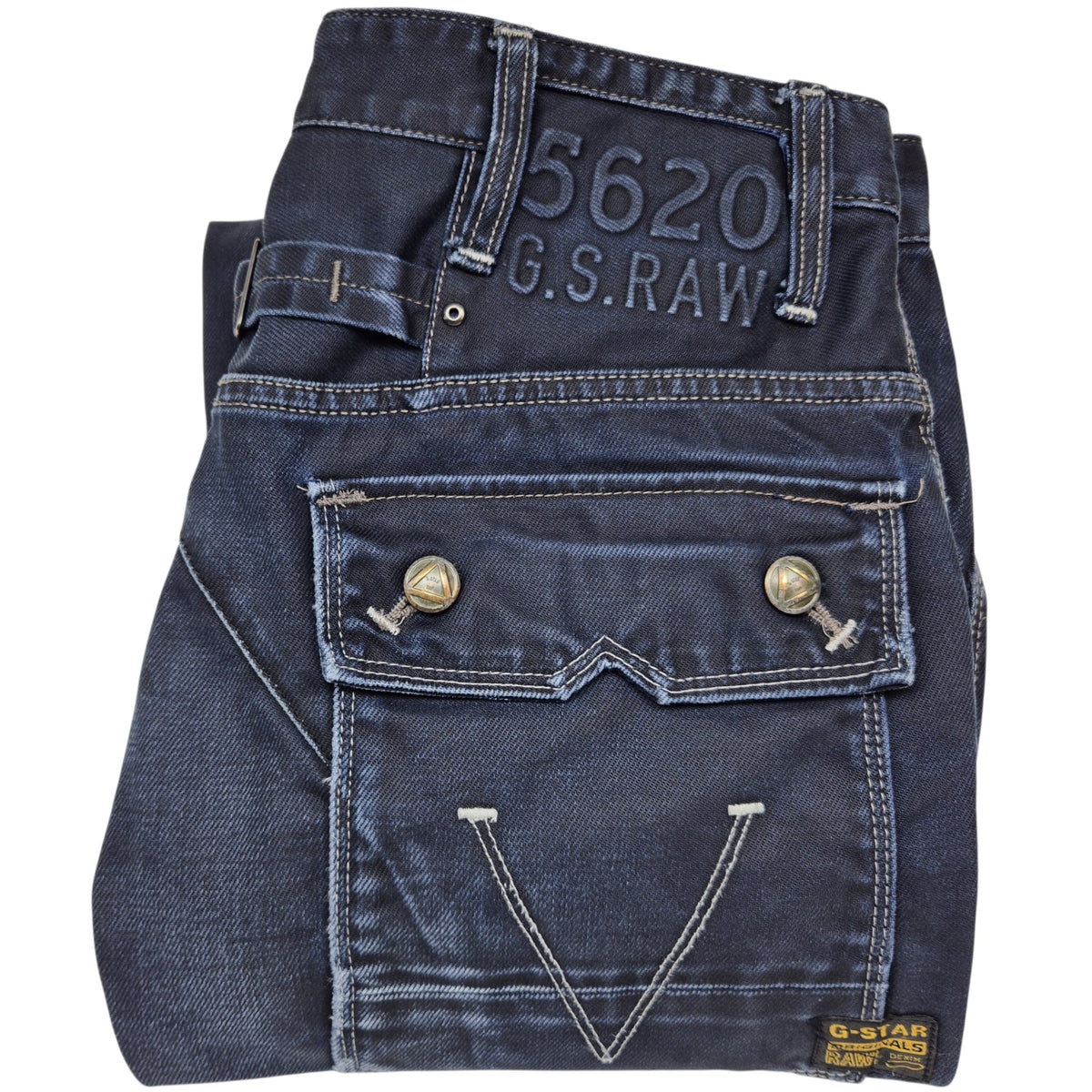 Vintage G Star Raw Jeans Dark Blue Heavy Cargo Denim W32