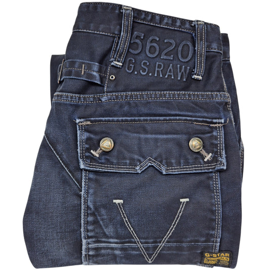 Vintage G Star Raw Jeans Dark Blue Heavy Cargo Denim W32