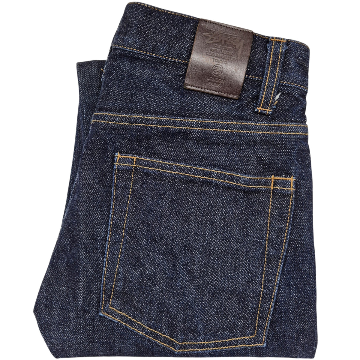 Stussy Deluxe Dark Blue Heavy Rigid Japan Made Straight Leg Denim W28