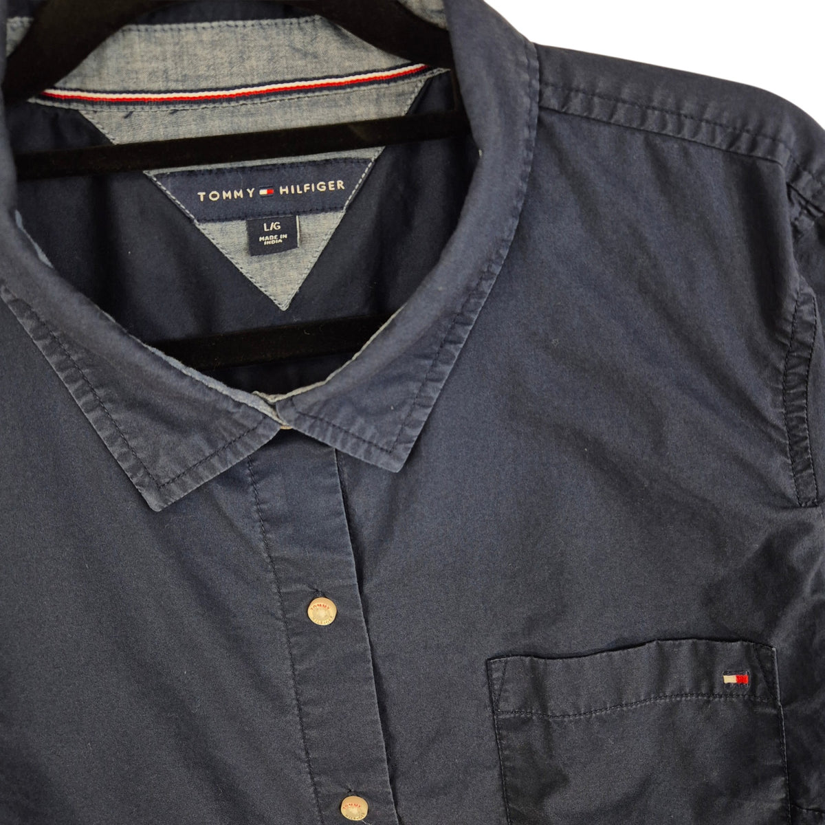 Tommy Hilfiger Womens Dark Blue Dress Shirt Size L