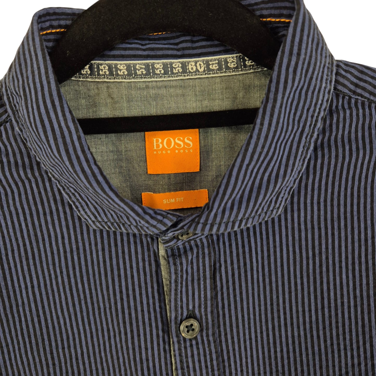 Hugo Boss Dark Blue Slim Fit Textured Dress Shirt Size M