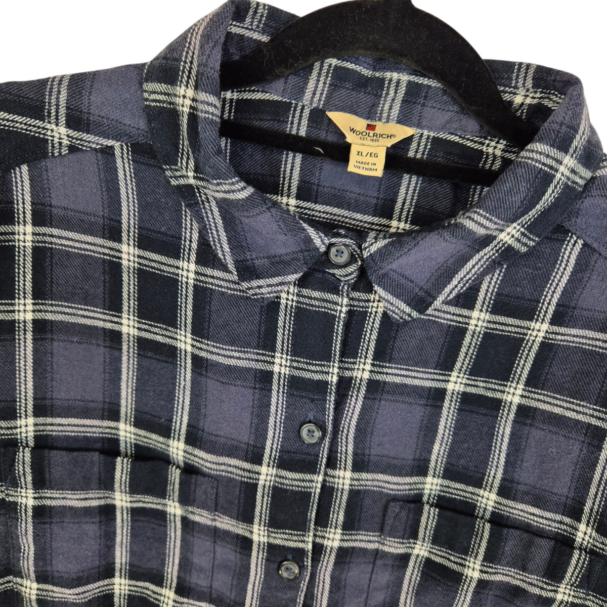 Woolrich Womens Black & Grey Checkered Long Sleeve Button Shirt Size XL
