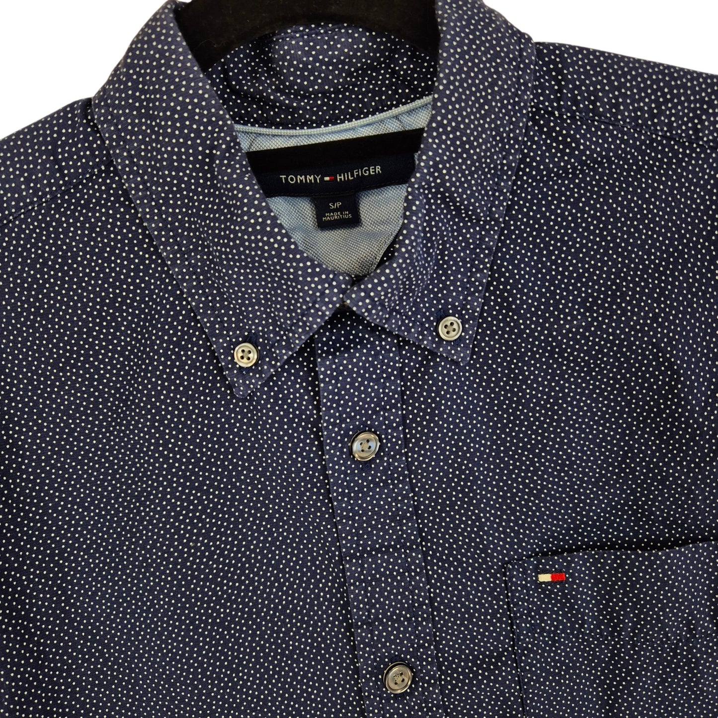 Tommy Hilfiger Dark Blue Spotted Dress Shirt Size S