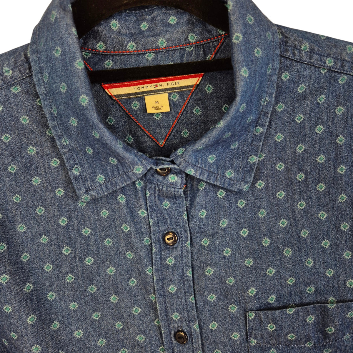 Tommy Hilfiger Blue Spotted Dress Shirt Size M